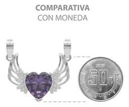 Dije Plata 925 Corazón Alas con Zirconia Violeta - Imagen 9