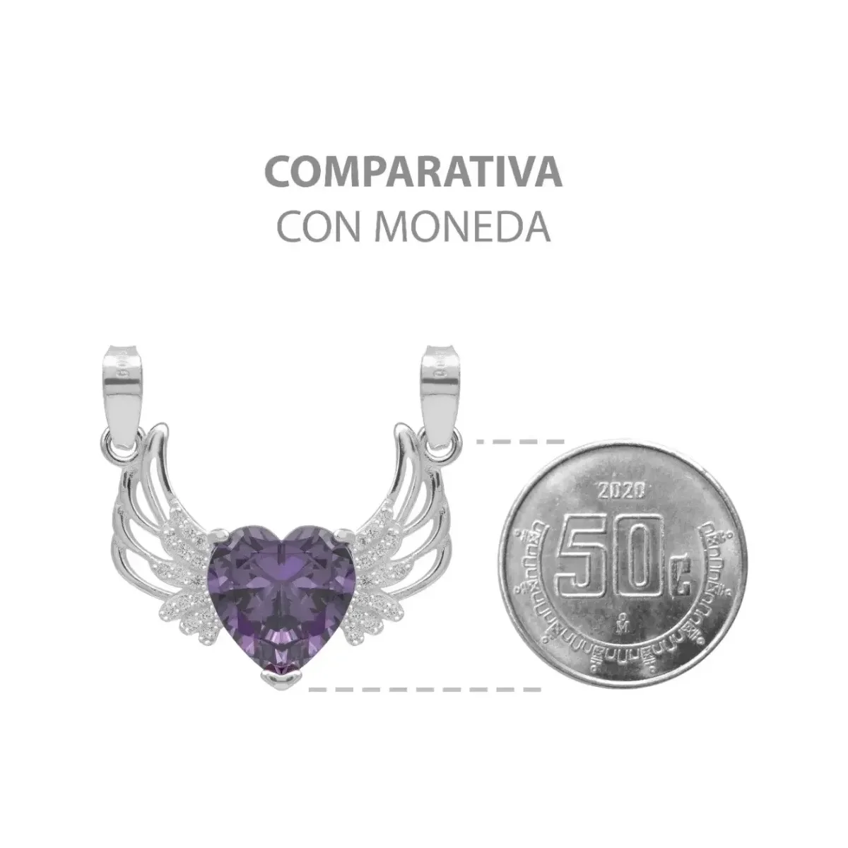 Dije Plata 925 Corazón Alas con Zirconia Violeta - Imagen 9