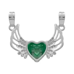 Dije Plata 925 Corazón con Alas Zirconia Verde Joyería Mexicana - Imagen 2