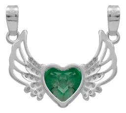 Dije Plata 925 Corazón con Alas Zirconia Verde Joyería Mexicana - Imagen 2