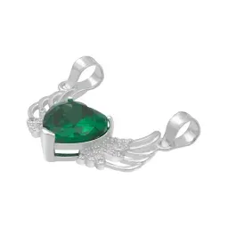 Dije Plata 925 Corazón con Alas Zirconia Verde Joyería Mexicana - Imagen 4