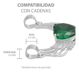 Dije Plata 925 Corazón con Alas Zirconia Verde Joyería Mexicana - Imagen 6