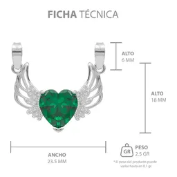 Dije Plata 925 Corazón con Alas Zirconia Verde Joyería Mexicana - Imagen 7