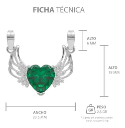 Dije Plata 925 Corazón con Alas Zirconia Verde Joyería Mexicana - Imagen 7