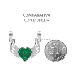 Dije Plata 925 Corazón con Alas Zirconia Verde Joyería Mexicana - Imagen 8