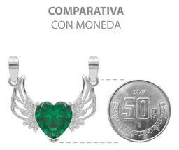 Dije Plata 925 Corazón con Alas Zirconia Verde Joyería Mexicana - Imagen 8