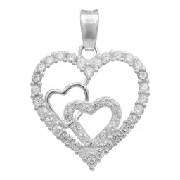 Dije Plata 925 Corazones con Zirconia Transparente - Imagen 1