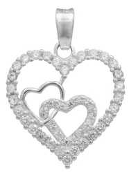 Dije Plata 925 Corazones con Zirconia Transparente - Imagen 1