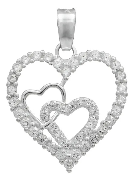 Dije Plata 925 Corazones con Zirconia Transparente - Imagen 1