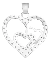 Dije Plata 925 Corazones con Zirconia Transparente - Imagen 2