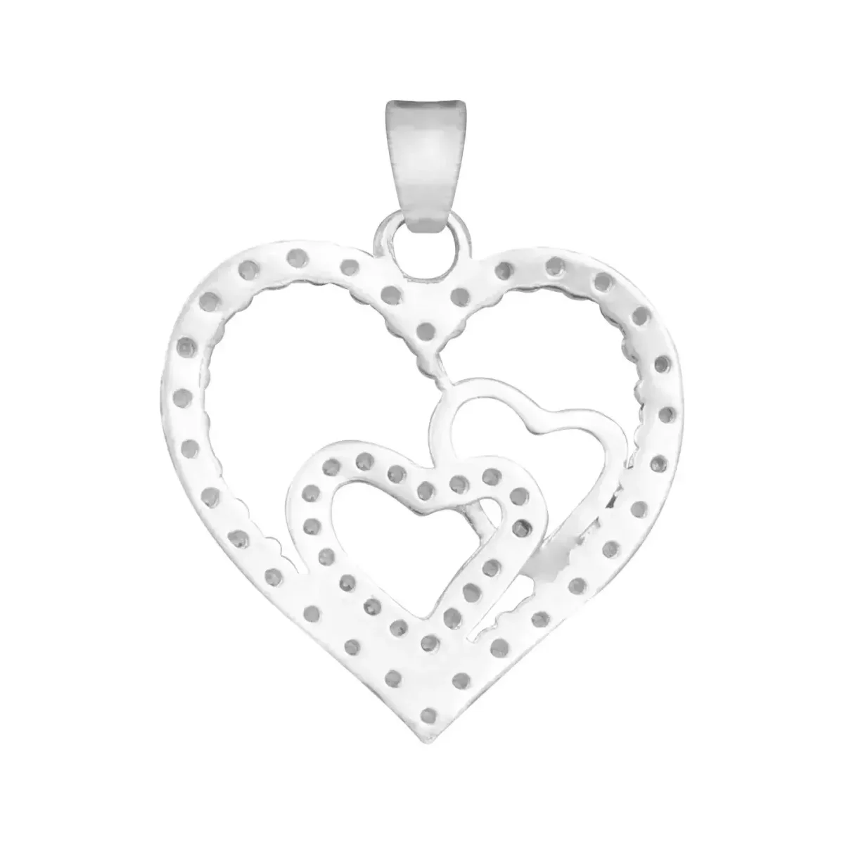 Dije Plata 925 Corazones con Zirconia Transparente - Imagen 2