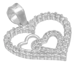 Dije Plata 925 Corazones con Zirconia Transparente - Imagen 3