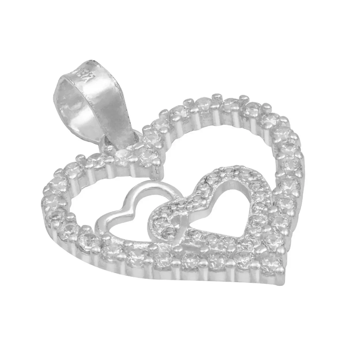 Dije Plata 925 Corazones con Zirconia Transparente - Imagen 3