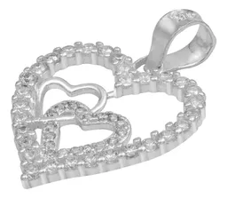 Dije Plata 925 Corazones con Zirconia Transparente - Imagen 4