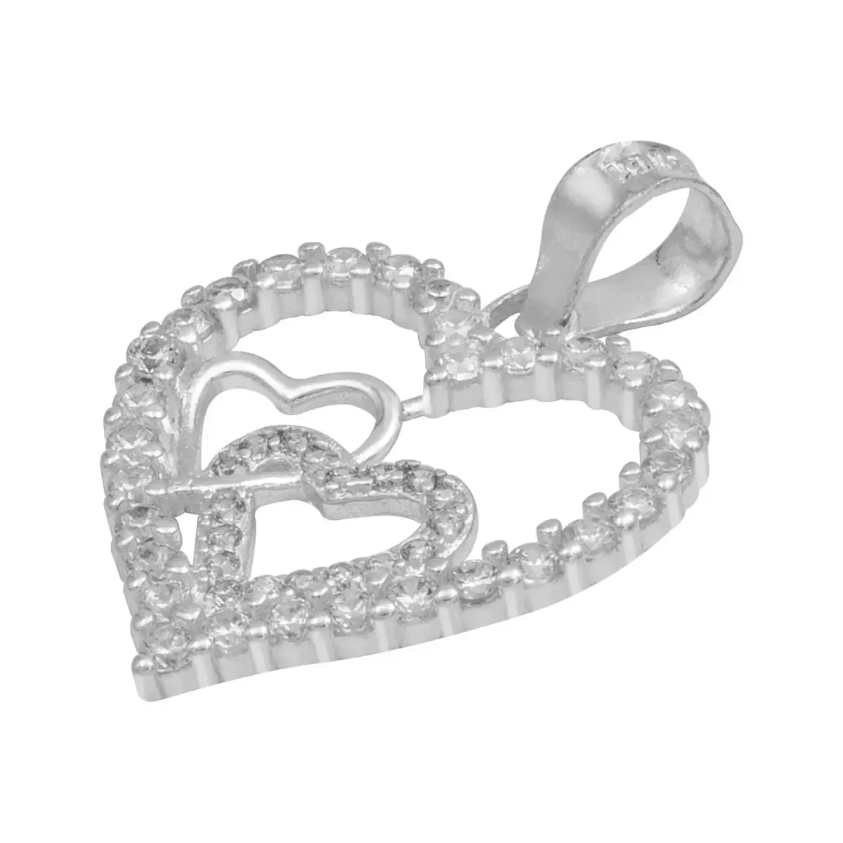 Dije Plata 925 Corazones con Zirconia Transparente - Imagen 4