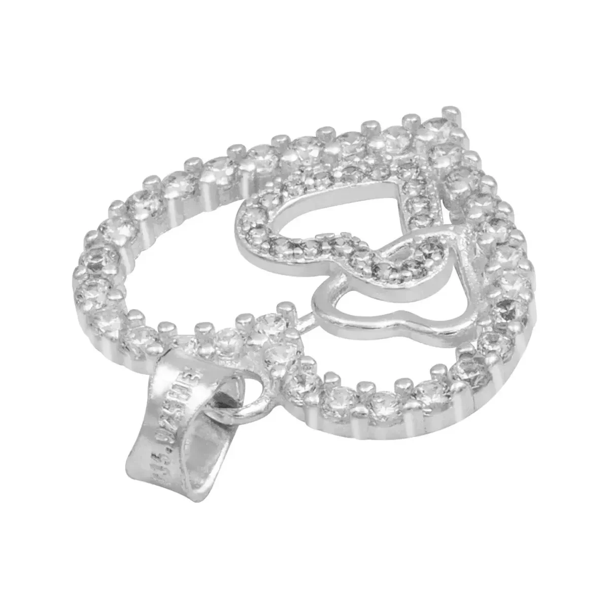 Dije Plata 925 Corazones con Zirconia Transparente - Imagen 5