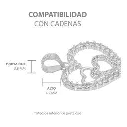 Dije Plata 925 Corazones con Zirconia Transparente - Imagen 6
