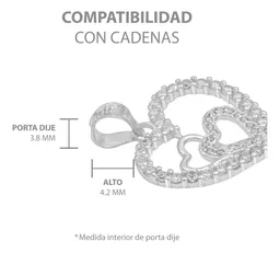 Dije Plata 925 Corazones con Zirconia Transparente - Imagen 6
