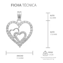 Dije Plata 925 Corazones con Zirconia Transparente - Imagen 7