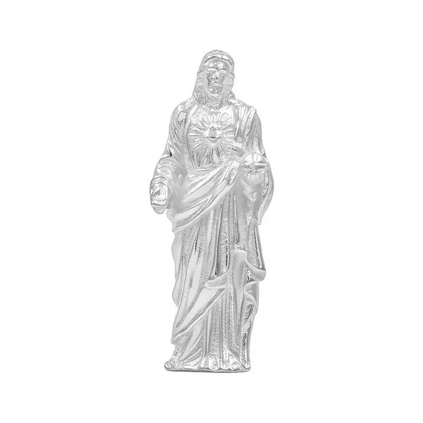 Dije Plata 925 Cristo Sagrado Corazón Liso Pulido Espejo - Imagen 1