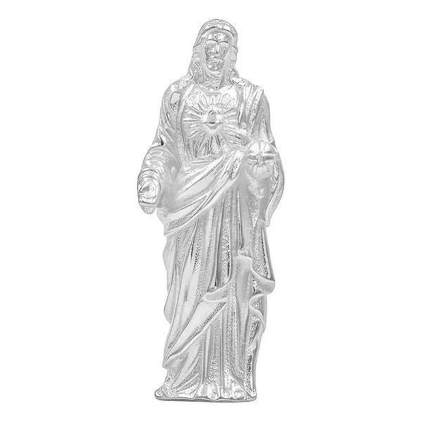 Dije Plata 925 Cristo Sagrado Corazón Liso Pulido Espejo - Imagen 1