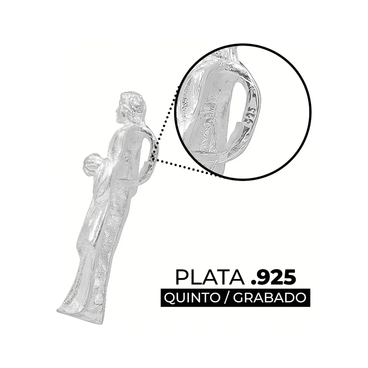 Dije Plata 925 Cristo Sagrado Corazón Liso Pulido Espejo - Imagen 4