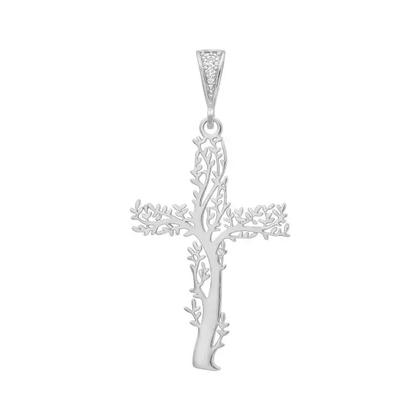 Dije Plata .925 Cruz Árbol de la Vida Calado - Imagen 1