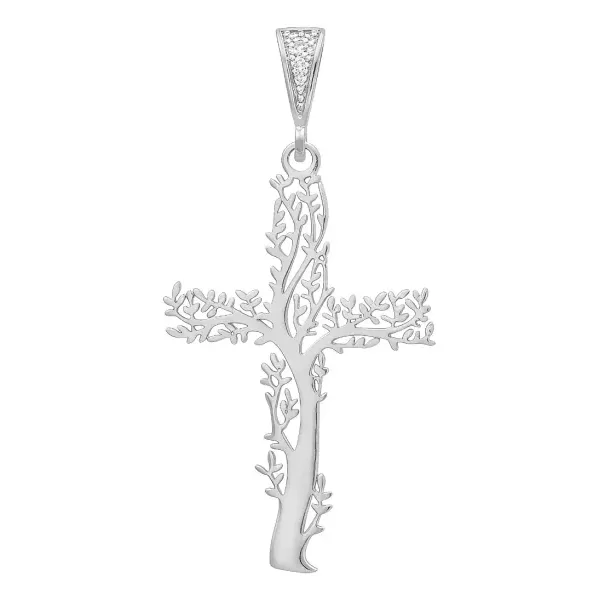 Dije Plata .925 Cruz Árbol de la Vida Calado - Imagen 1