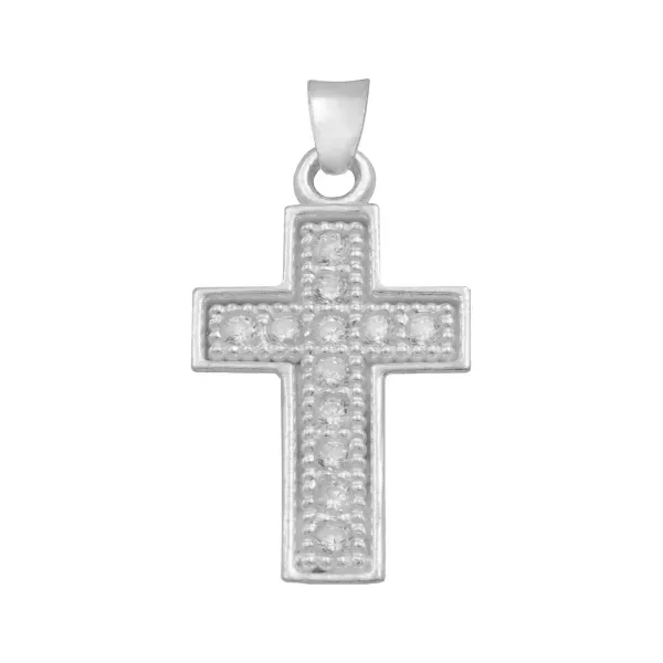 Dije Plata 925 Cruz Borde Diamantado con Zirconia - Imagen 1