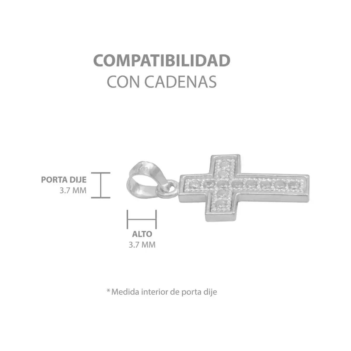 Dije Plata 925 Cruz Borde Diamantado con Zirconia - Imagen 6