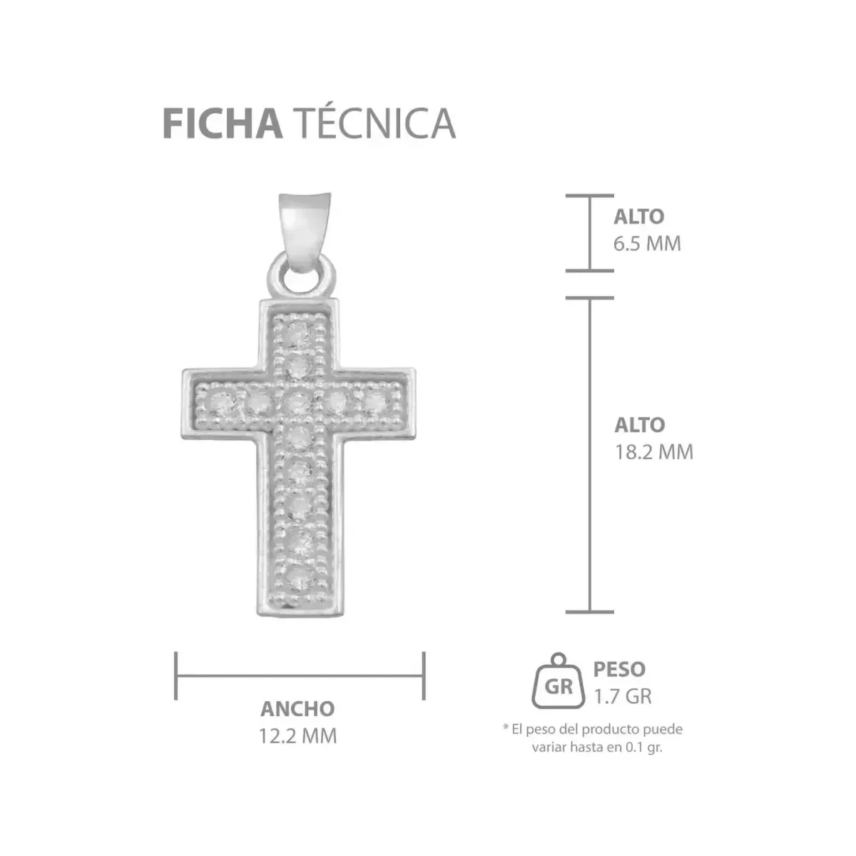 Dije Plata 925 Cruz Borde Diamantado con Zirconia - Imagen 7