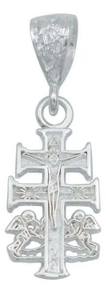 Dije Plata 925 Cruz Caravaca Cristo Ángel para Hombre - Imagen 1
