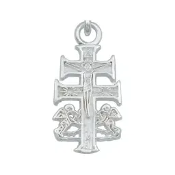 Dije Plata 925 Cruz Caravaca Cristo Ángel para Hombre - Imagen 2