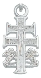 Dije Plata 925 Cruz Caravaca Cristo Ángel para Hombre - Imagen 2