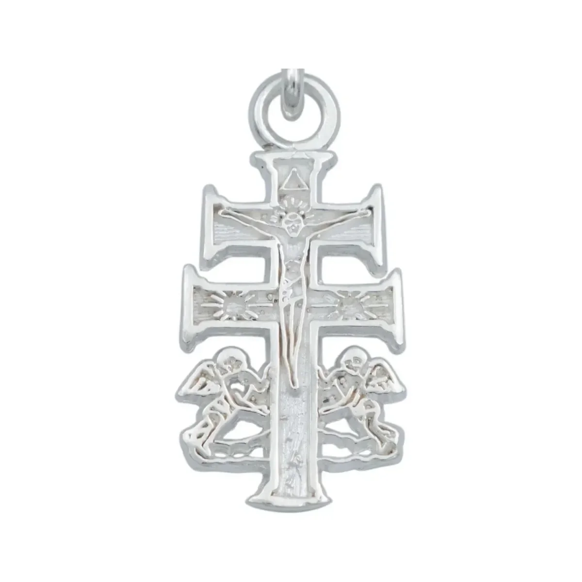 Dije Plata 925 Cruz Caravaca Cristo Ángel para Hombre - Imagen 2