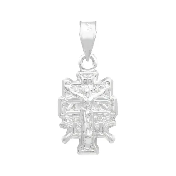 Dije Plata 925 Cruz Caravaca Troquelada con Cristo y Ángeles - Imagen 1