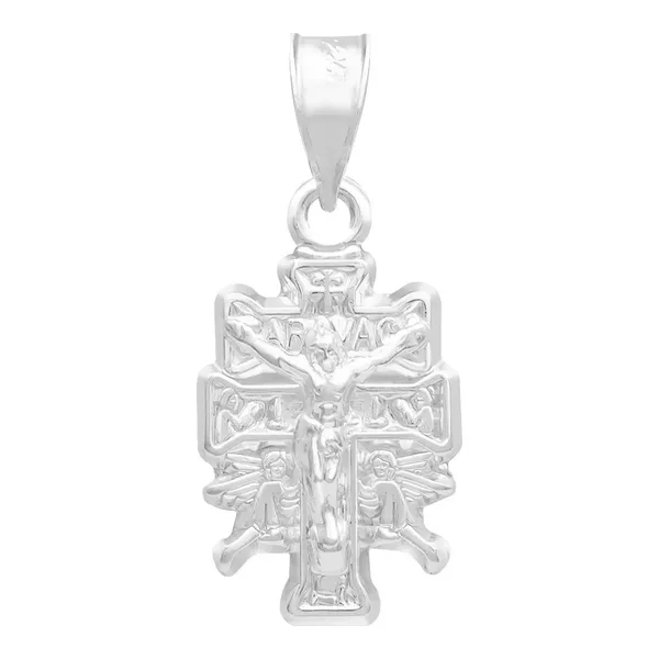 Dije Plata 925 Cruz Caravaca Troquelada con Cristo y Ángeles - Imagen 1