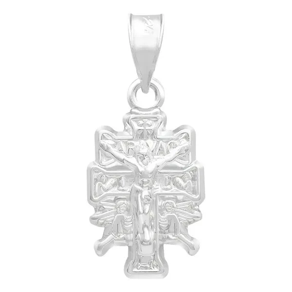 Dije Plata 925 Cruz Caravaca Troquelada con Cristo y Ángeles - Imagen 1