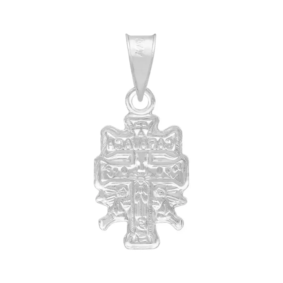 Dije Plata 925 Cruz Caravaca Troquelada con Cristo y Ángeles - Imagen 2