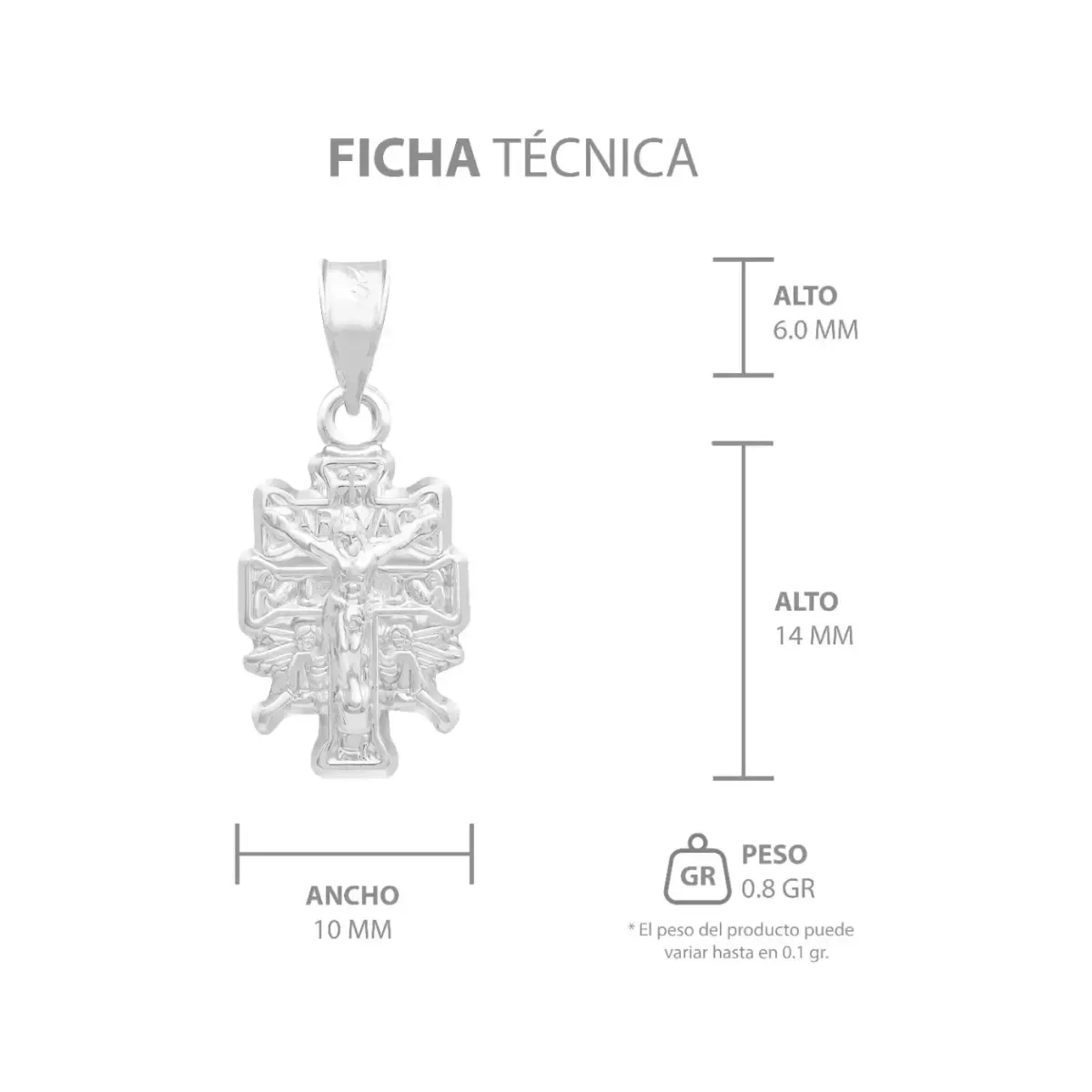 Dije Plata 925 Cruz Caravaca Troquelada con Cristo y Ángeles - Imagen 7