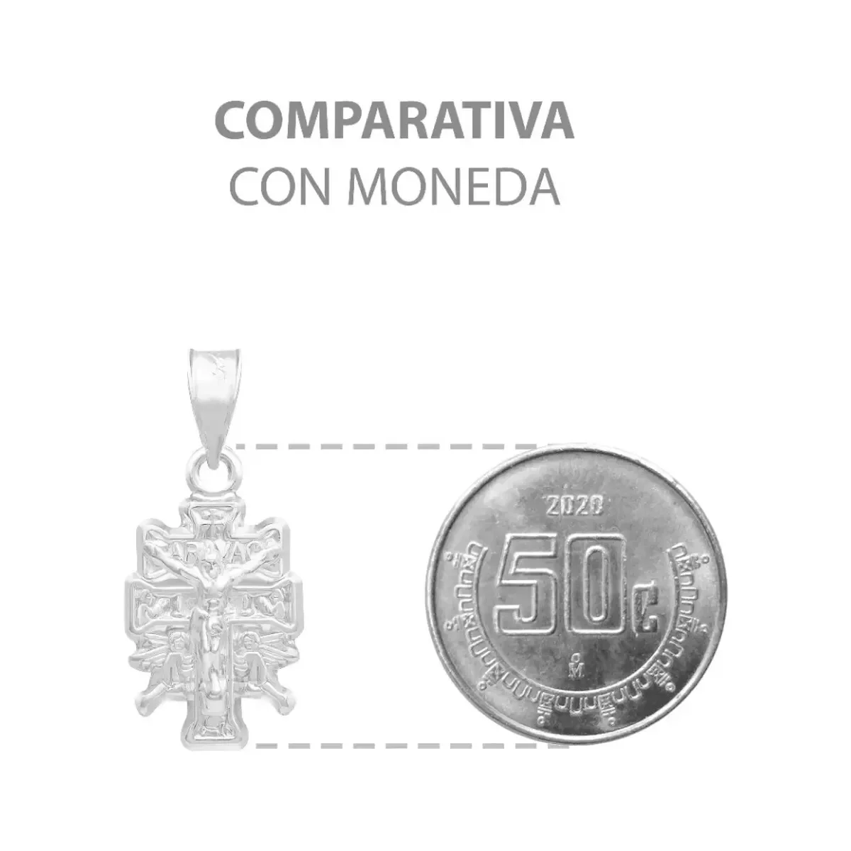 Dije Plata 925 Cruz Caravaca Troquelada con Cristo y Ángeles - Imagen 8