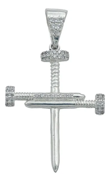 Dije Plata 925 Cruz Clavos con Zirconia para Hombre - Imagen 1
