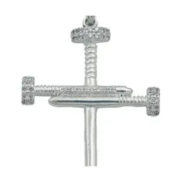 Dije Plata 925 Cruz Clavos con Zirconia para Hombre - Imagen 4