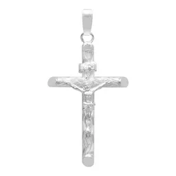 Dije Plata .925 Cruz con Cristo Religioso Tubular Unisex - Imagen 1