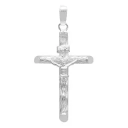 Dije Plata .925 Cruz con Cristo Religioso Tubular Unisex - Imagen 1