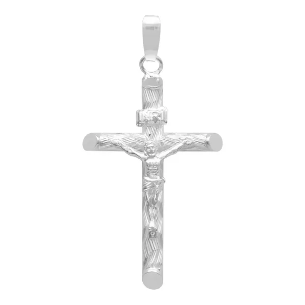 Dije Plata .925 Cruz con Cristo Religioso Tubular Unisex - Imagen 1