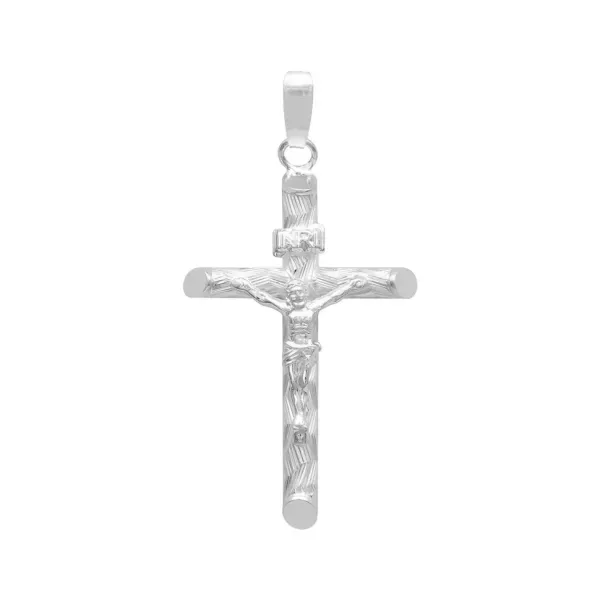 Dije Plata .925 Cruz con Cristo Religioso Tubular Unisex - Imagen 1