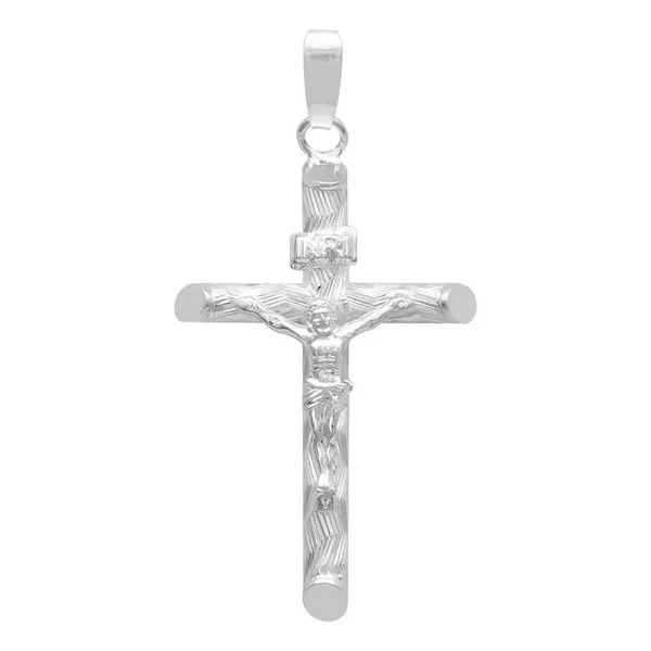 Dije Plata .925 Cruz con Cristo Religioso Tubular Unisex - Imagen 1