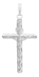 Dije Plata .925 Cruz con Cristo Religioso Tubular Unisex - Imagen 2
