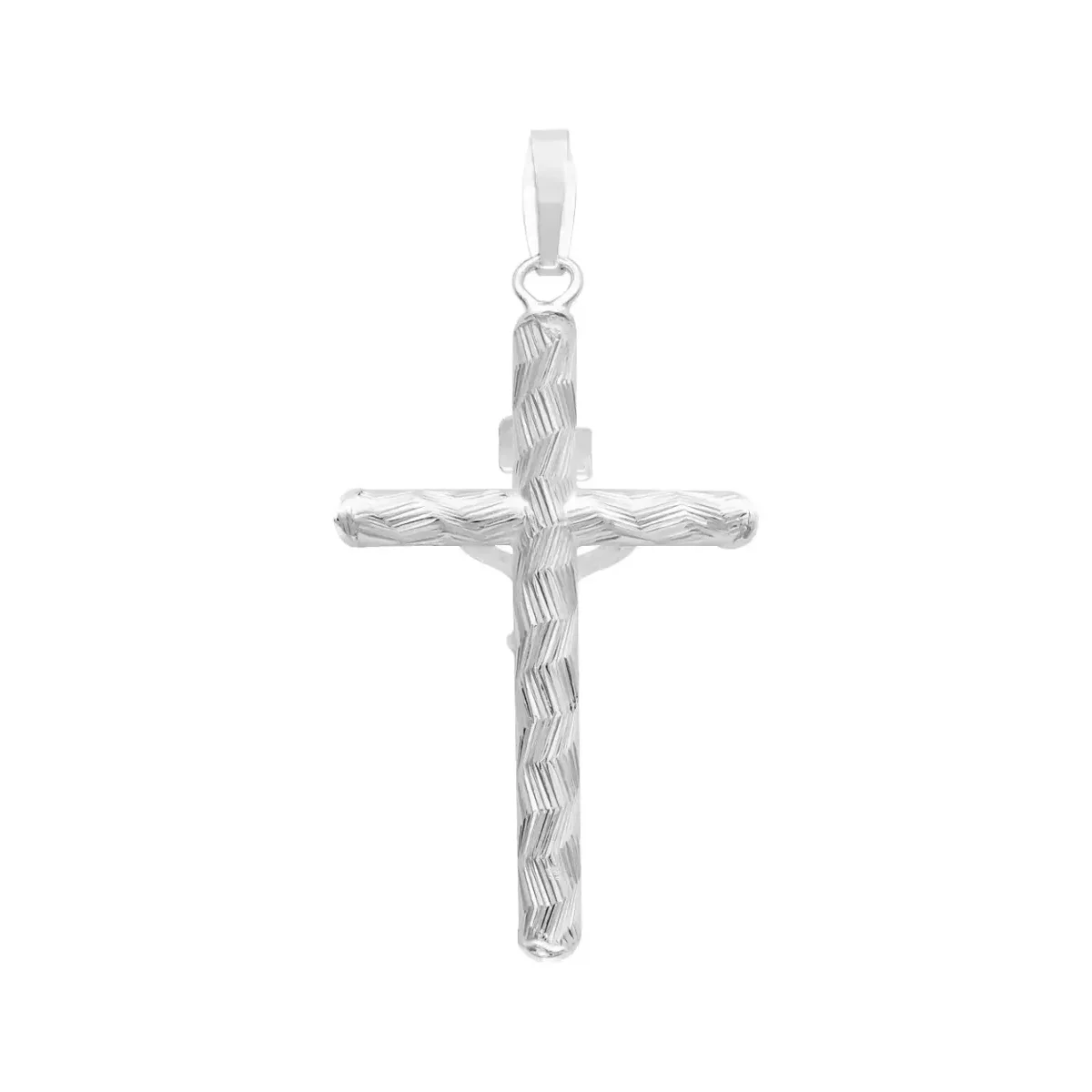 Dije Plata .925 Cruz con Cristo Religioso Tubular Unisex - Imagen 2